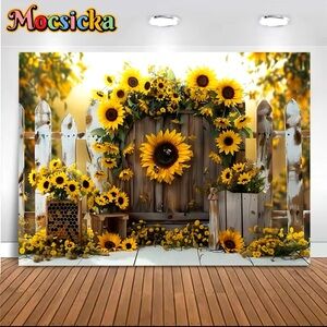 Vinyl Sunflowers background size 10x7 ft